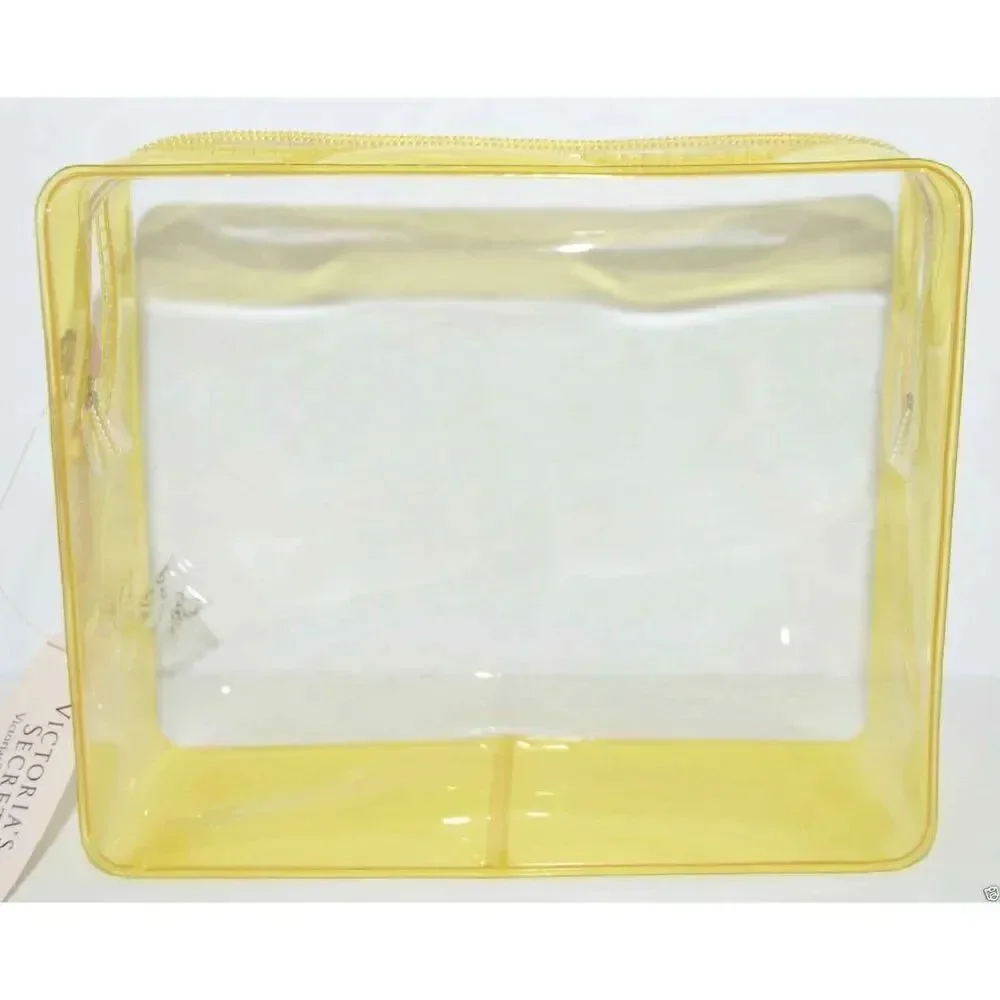 NWT Victoria's Secret Yellow Clear Make Up Cosmetic Bag Travel Pouch Organizer